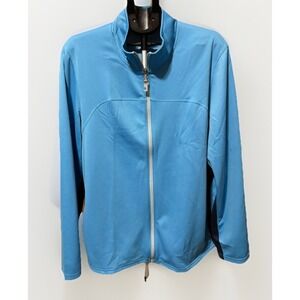 Alo Coolfit Jacket Mens XL Blue Full Zip Mock Neck Athletic Gym Yoga Casual